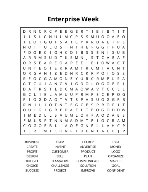 Enterprise Week Word Search Puzzle