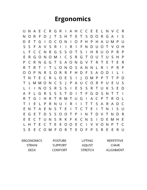 Ergonomics Crossword Puzzle