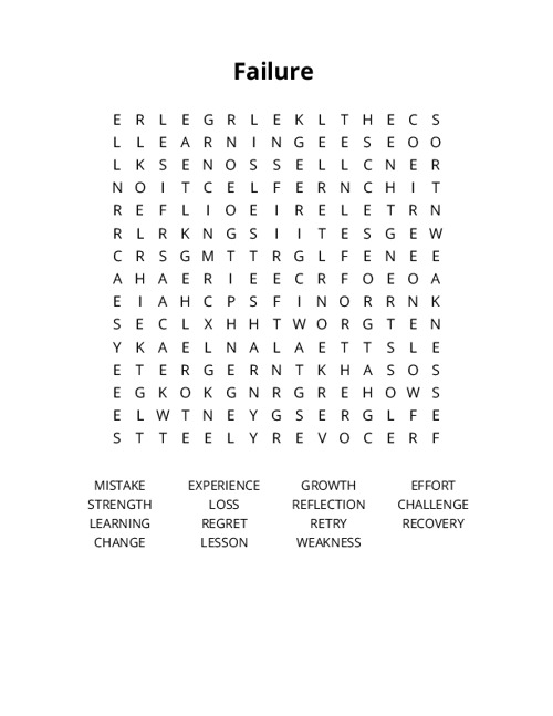 Failure Word Search Puzzle