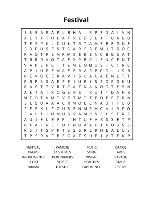 Festival  Word Search Puzzle