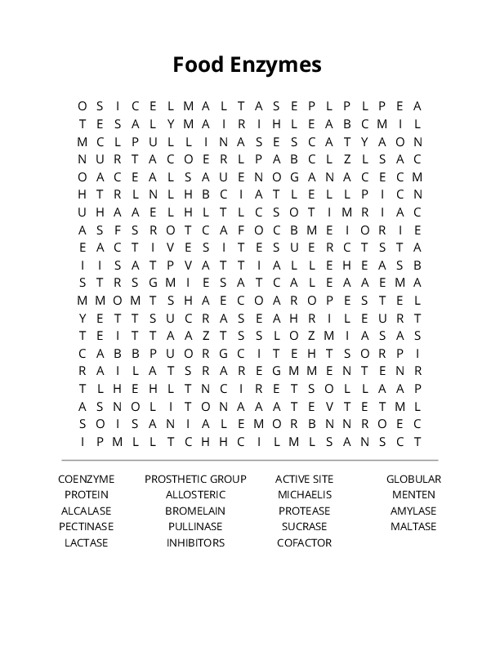 Food Enzymes Word Search Puzzle