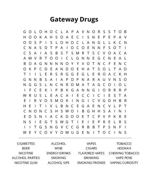 Gateway Drugs  Word Search Puzzle