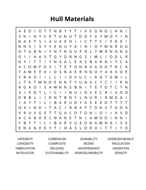 Hull Materials Crossword Puzzle