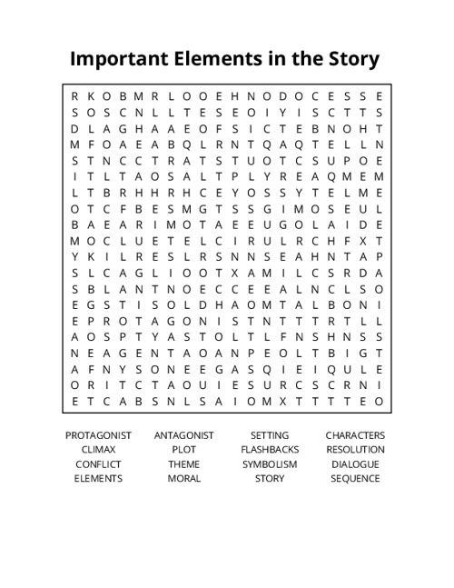Important Elements in the Story Crossword Puzzle