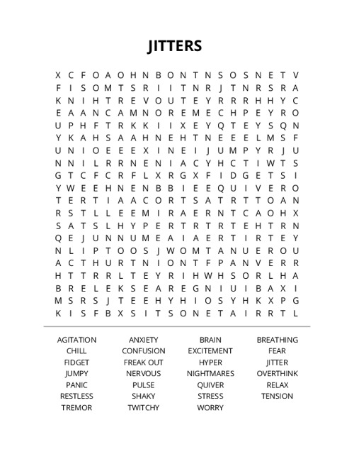JITTERS Word Search Puzzle