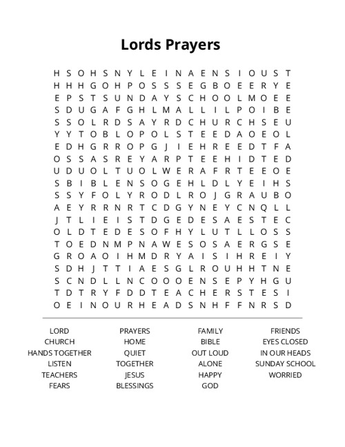 Lords Prayers Word Search Puzzle