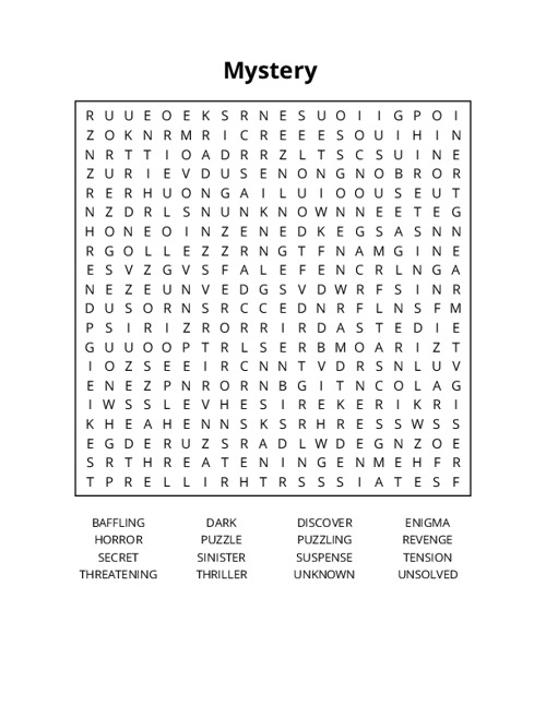 Mystery  Word Search Puzzle
