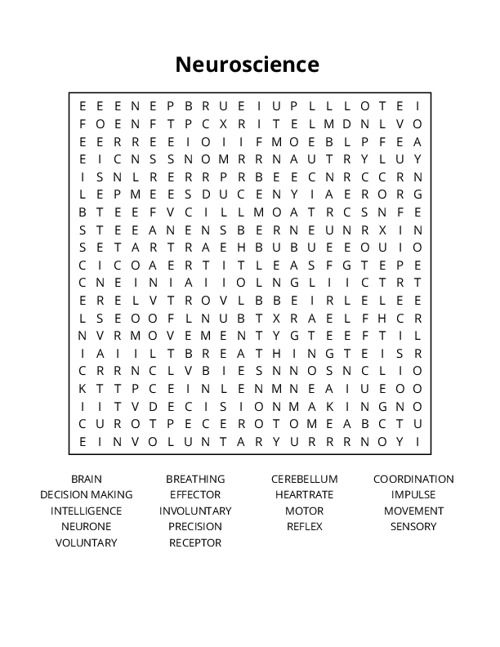 Neuroscience Crossword Puzzle