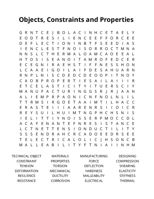 Objects, Constraints and Properties Crossword Puzzle