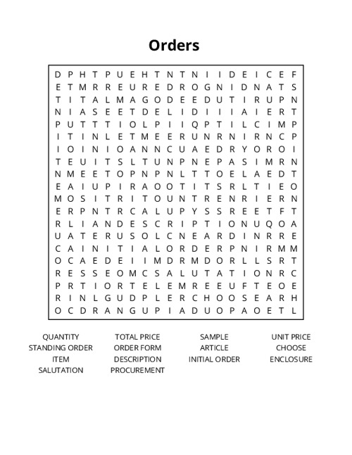 Orders Crossword Puzzle