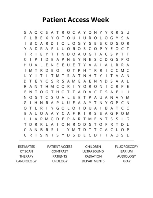 Patient Access Week  Word Search Puzzle