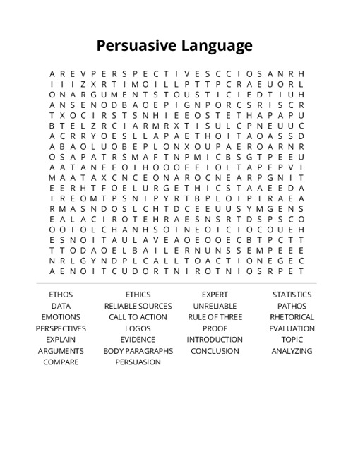 Persuasive Language Word Search Puzzle