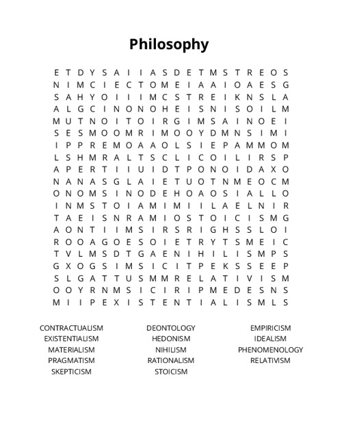 Philosophy Crossword Puzzle