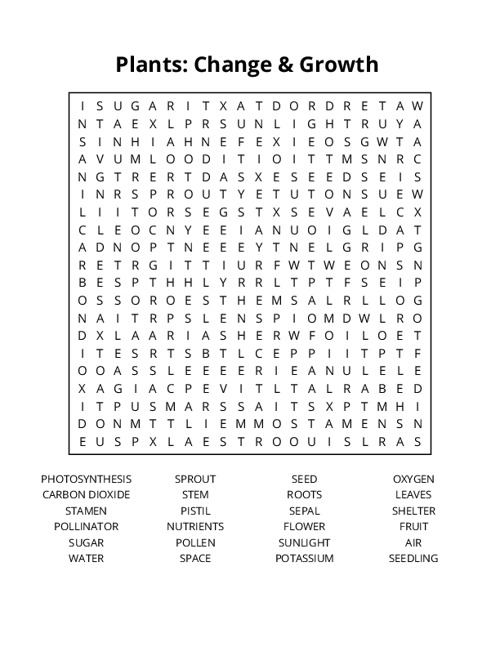 Plants: Change & Growth Crossword Puzzle