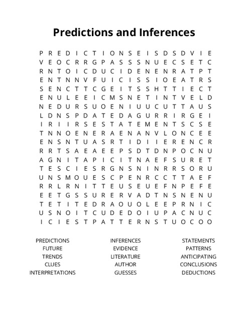 Predictions and Inferences Crossword Puzzle