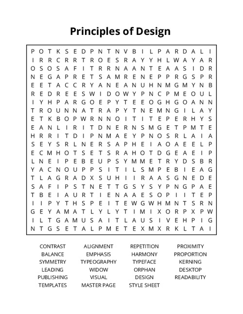 Principles of Design Word Search Puzzle