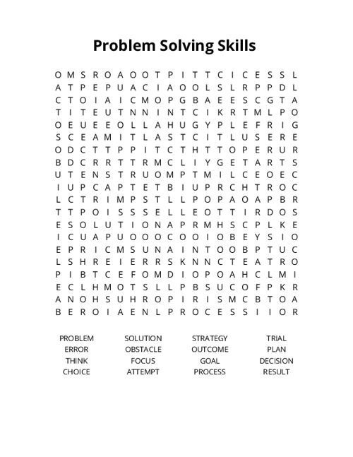 Problem Solving Skills  Word Search Puzzle