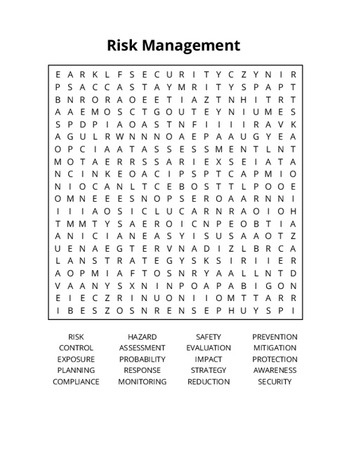 Risk Management Crossword Puzzle