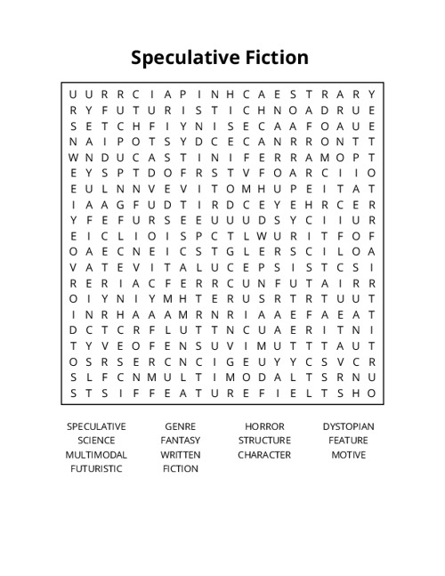 Speculative Fiction Crossword Puzzle
