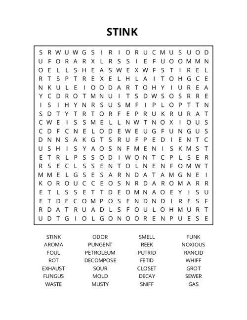 STINK Crossword Puzzle