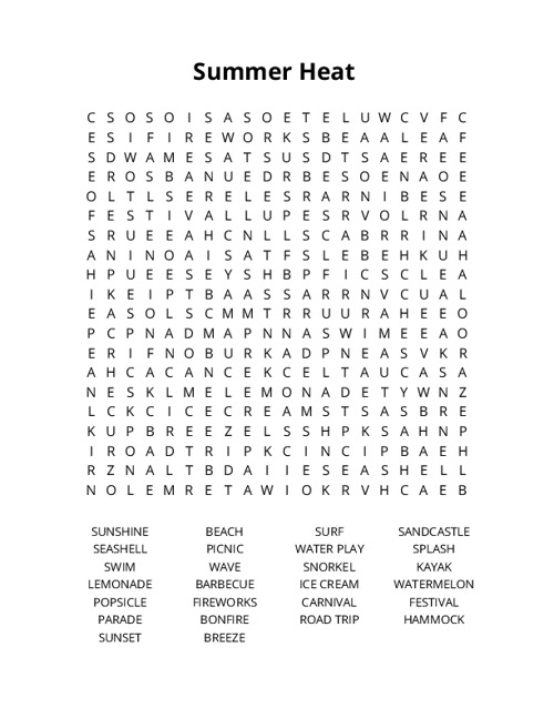 Summer Heat Crossword Puzzle