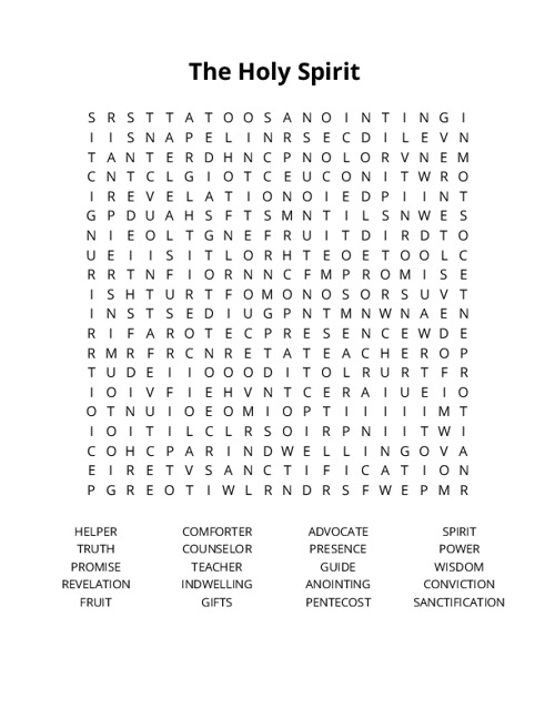 The Holy Spirit  Word Search Puzzle