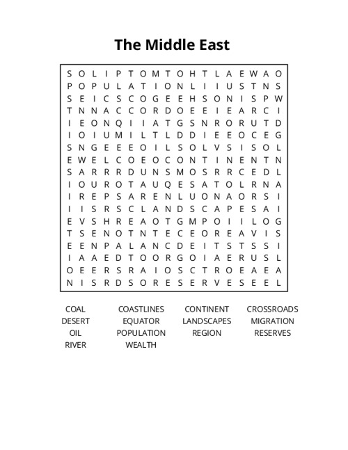 The Middle East Crossword Puzzle