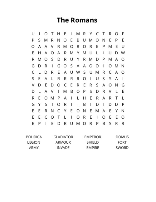 The Romans Word Search Puzzle
