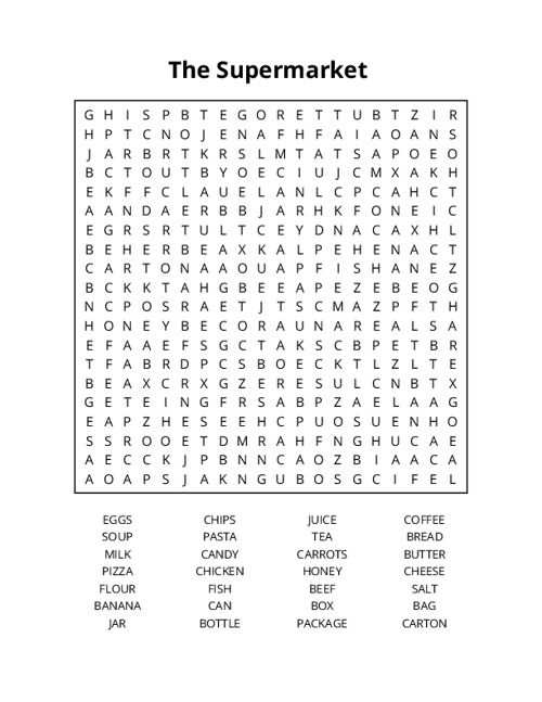The Supermarket Word Search Puzzle