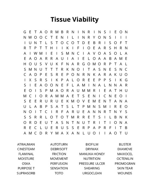 Tissue Viability  Word Search Puzzle
