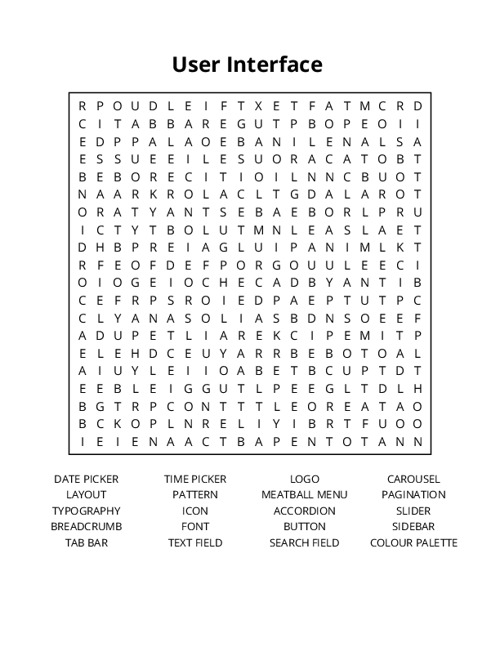 User Interface Crossword Puzzle