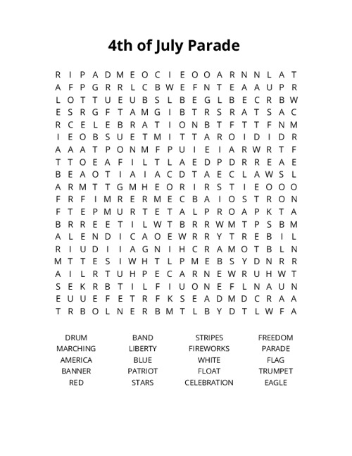 4th of July Parade Crossword Puzzle