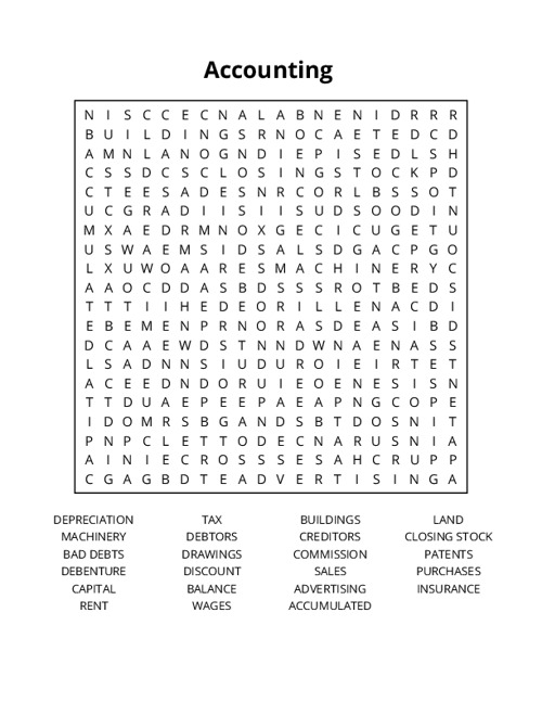 Accounting Word Search Puzzle