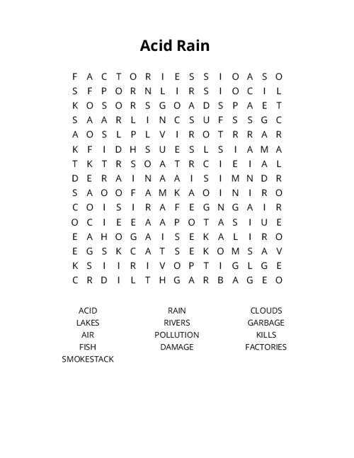 Acid Rain Crossword Puzzle