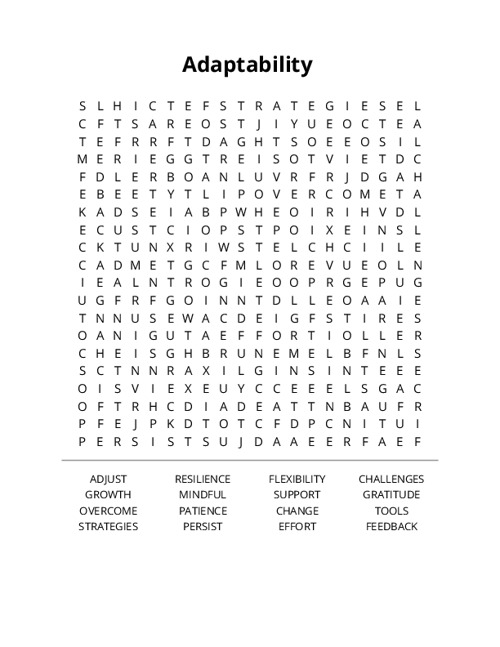 Adaptability  Word Search Puzzle