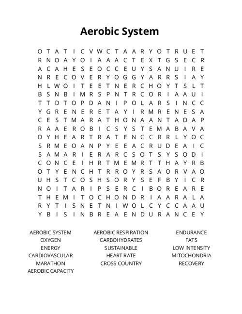 Aerobic System Crossword Puzzle