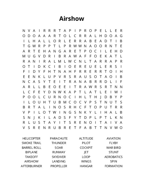 Airshow Crossword Puzzle