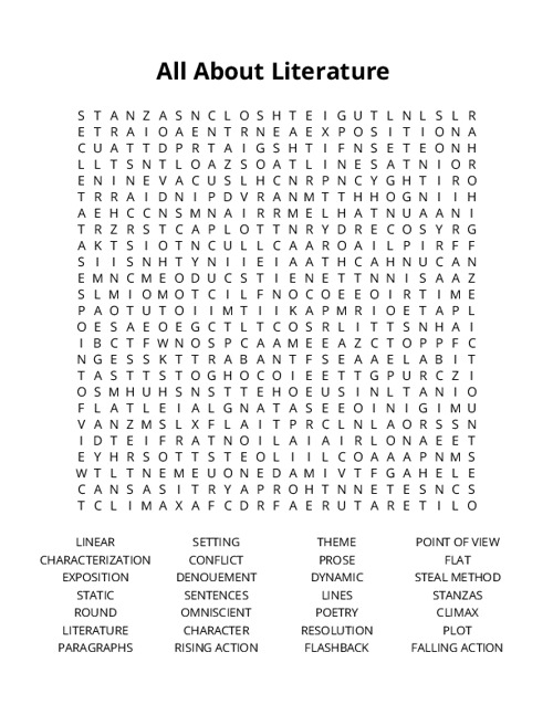 All About Literature Crossword Puzzle