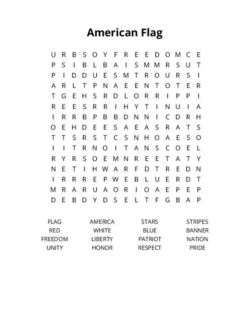 American Flag Crossword Puzzle