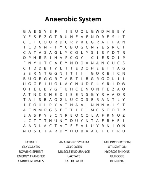 Anaerobic System Crossword Puzzle