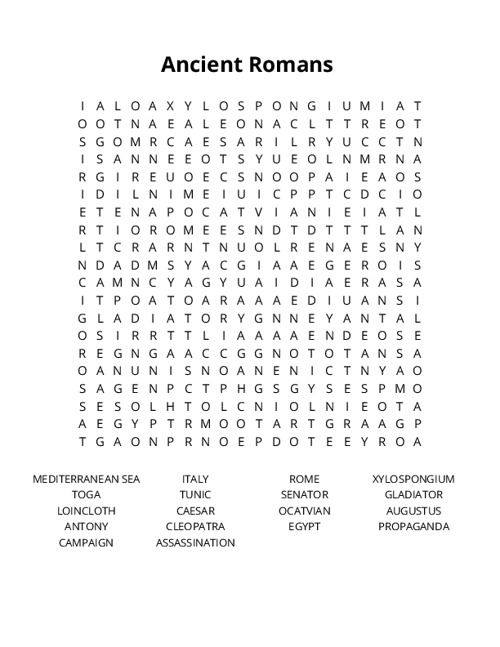 Ancient Romans  Word Search Puzzle