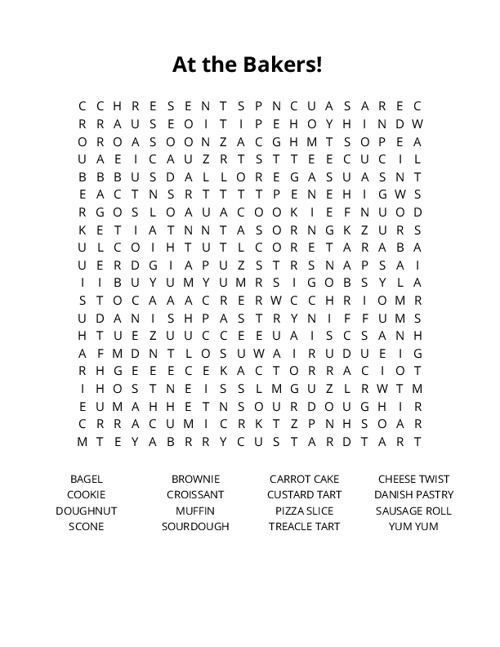 At the Bakers! Crossword Puzzle