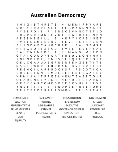 Australian Democracy Crossword Puzzle