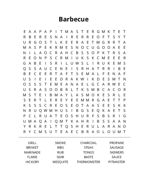 Barbecue Crossword Puzzle