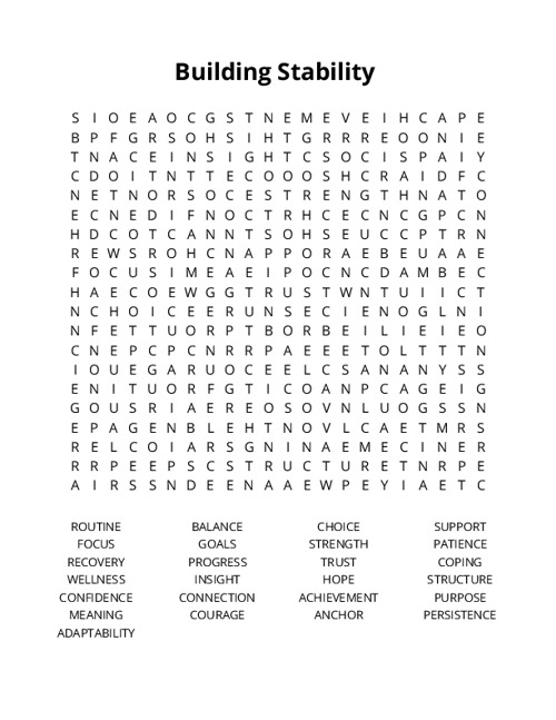 Building Stability  Word Search Puzzle