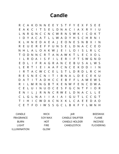 Candle Crossword Puzzle