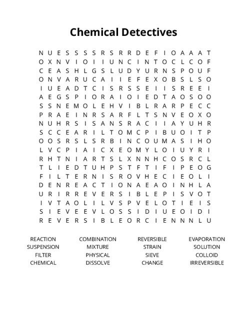 Chemical Detectives Crossword Puzzle