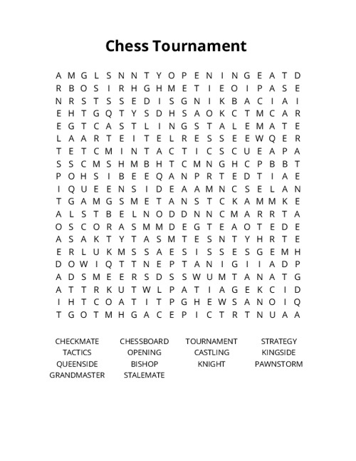 Chess Tournament Crossword Puzzle