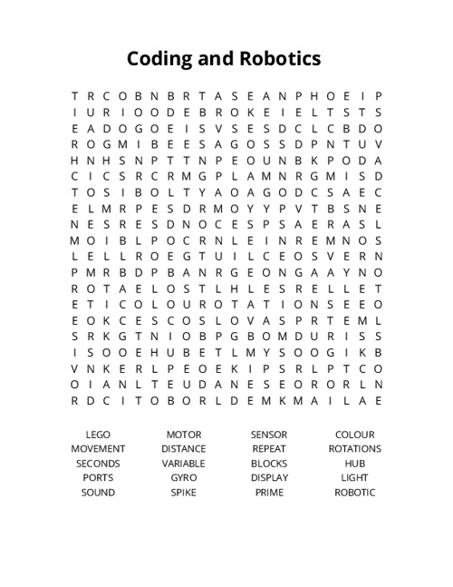 Coding and Robotics Crossword Puzzle