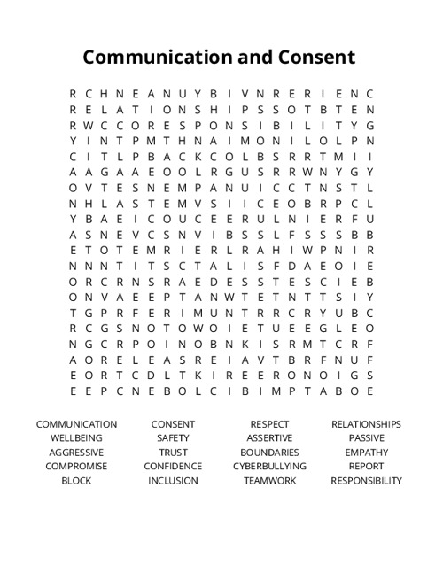 Communication and Consent Crossword Puzzle